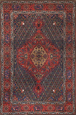 #ad Vintage Navy Blue Red Bakhtiari Area Rug 5#x27;x7#x27; Wool Handmade Traditional Carpet $1216.02