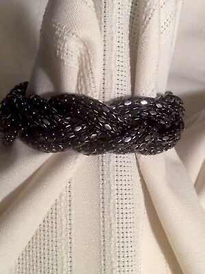 #ad Black Bead Braid Cuff Bracelet $5.99