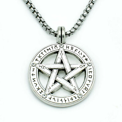 #ad Pagan Wiccan Pentagram Star Pendant Necklace 24quot; Stainless Steel Chain $9.96