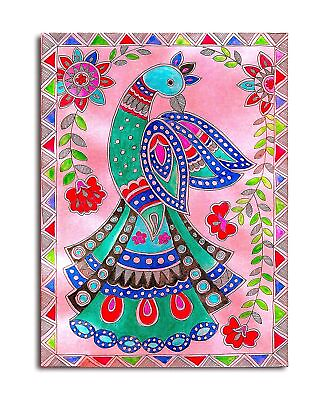 #ad Indian Traditional Madhubani Art Canvas Peacock Painting Assorted Color C $36.87