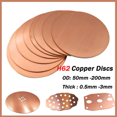 #ad Solid Pure Copper Discs Blank Round Plate Metal Sheet 50 200mm OD 0.8 3mm Thick AU $5.09