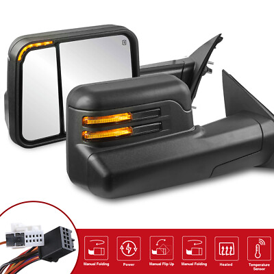 #ad Tow Mirrors Flip Up Power Glass Heated W Puddle Light For 2019 2022 Ram 1500 $229.96