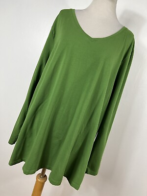 #ad Damp;Co Denim amp; Co 3X Shirt Top V neck Stretch Leaf Green Classic Womens B3 $20.40