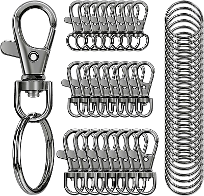 #ad 100PCS Swivel Snap Hooks with Key Rings Premium Metal Swivel Lobster Claw Clasp $19.99