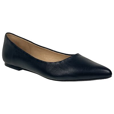 #ad SOBEYO Women#x27;s Pointed Toe Flat Genuine Leather Memory Foam Cushion Black $42.46