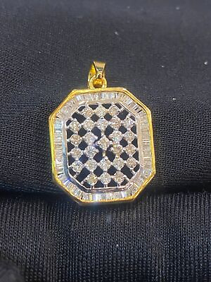 #ad 1.85 Cts Round Baguette Cut Diamonds Octagon Charm Pendant In 585 14K Gold $3150.08