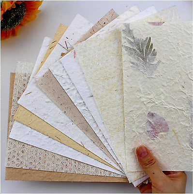 #ad Textured Handmade Paper Sheets for Crafts A5 Thick Rough Mulberry Recycled Pape $10.45