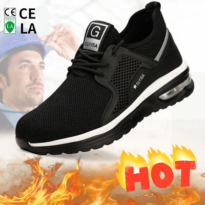 #ad Mens Work Safety Steel Toe Shoes Tennis Lightweight Sneakers Slip Air Cushion $38.99