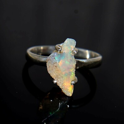 #ad 925 Sterling Silver Handmade Ring Natural Ethiopian Opal Ring Raw Opal Ring $28.63