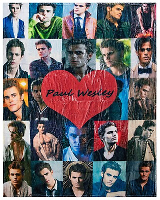 #ad Paul Wesley Vampire Diaries collage super soft throw blanket 50quot; x40quot; New $19.99