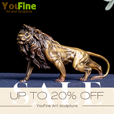 #ad Bronze Lion Statue Antique Lion Sculpture Home Decor Luxury Ornament Craft $219.00
