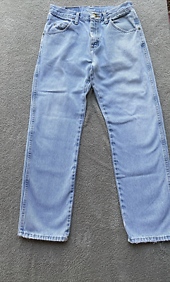 #ad Vintage Wrangler Mens Jeans 29 29 Light Wash Distress Frays Straight Reg Fit $24.77
