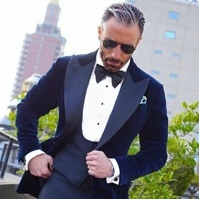 #ad Men Navy Blue Smoking Jackets Designer Elegant Wedding Party Wear Blazer Coat $135.89
