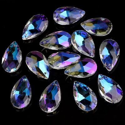 #ad Crystal Teardrop Pendants 13x22mm Glass Drop Beads Jewelry Making Charms 20Pcs $9.93