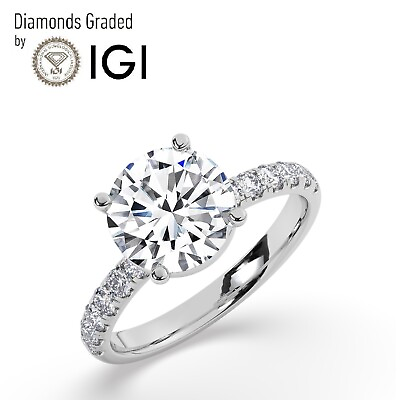 #ad IGI 2.00 CT Solitaire Lab Grown Round Diamond Engagement Ring 18K White Gold $1951.30