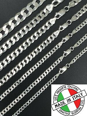 #ad REAL Solid 925 Silver Flat Miami Curb Cuban Link Chain Necklace 3 11mm 16 30quot; $255.13