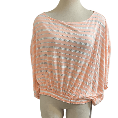 #ad NWT Free People Coral White Batwing Stripe Top Size XS NEW $24.99
