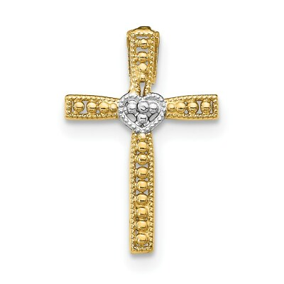 #ad 14K Yellow Gold and Rhodium Cross Pendant C4211 $68.95
