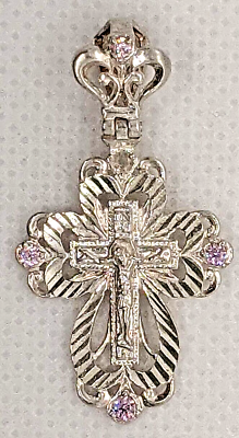 #ad Orthodox 925 silver cross with cubic zirkonia. $17.50