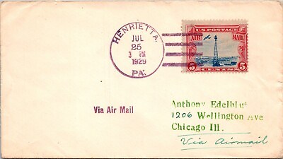 #ad 1929 Airmail Henrietta PA F57819 $3.99