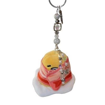 #ad Y2K Gudetama Egg Plush Handmade Kawaii Butterfly Hello Kitty Beaded Keychain $50.00