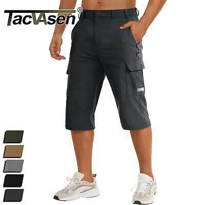#ad Summer Mens Shorts Quick Dry 3 4 Capri Long Cargo Work Pants Outdoor Golf Hiking $31.98