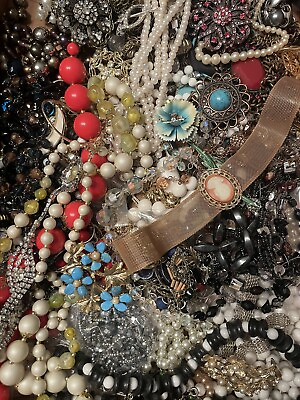 #ad Jewelry Vintage Modern Huge Lot Craft Junk Wearable Over One Full Pound $27.00