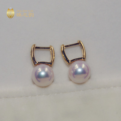 #ad 10 9mm AAA real natural Japanese Akoya white round pearl 18k earrings $199.99