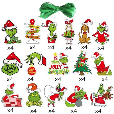 #ad 64 Piece Merry Christmas Grinch Ornaments Tree Hanging Decoration Figure Pendant $10.99