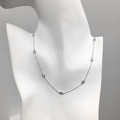 #ad 1.40 Ct Diamond By The Yard Inch 7 Station Choker Necklace 14k D IF 100% Pure $1875.10