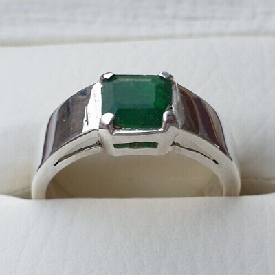 #ad Mens Emerald Ring Natural Emerald Handmade 925 Sterling Silver Ring Zamurad Mens $720.00