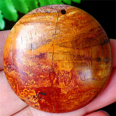 #ad 40x8mm Natural Brown Red Picasso Jasper Round Pendant Bead ZL5033 $8.99