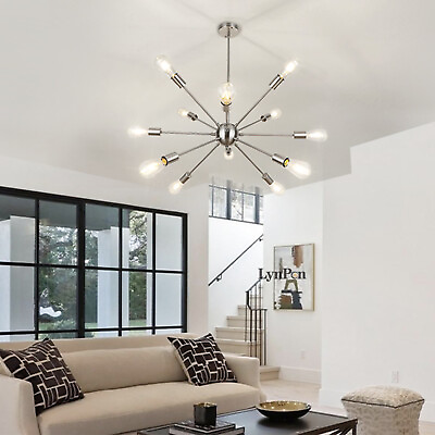 #ad Modern Living Room Sputnik Chandelier Fixture Silver 12 Light Ceiling Lighting $74.00