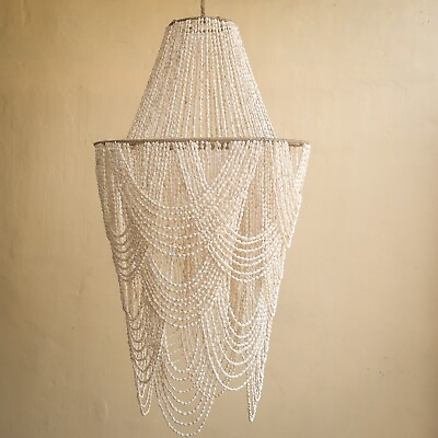 #ad Bead Seashell chandelierBohemian Seashell Chandelier Beach Bali Seashell Lamp $210.00