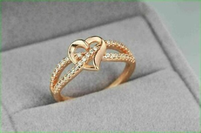 #ad Pretty 1CT Cut VVS1 D Heart Infinity Lab Created Ring 14k Rose Gold Plated $97.99