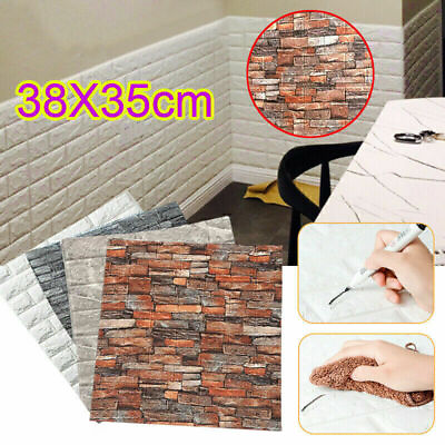 #ad 10PCS 20pcs 3D Tile Brick Wall Sticker Foam Panel Wallpaper Waterproof $280.29