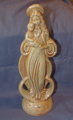 #ad 13quot; VTG Provincial Ceramic Statue Figurine Catholic Virgin Mary amp; Baby Jesus $34.99