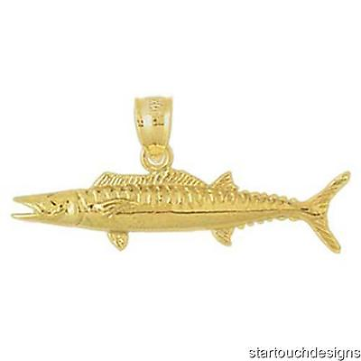 #ad New 14K Yellow Gold Wahoo Fish Pendant $169.99