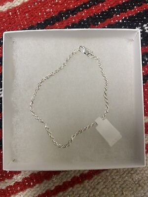 #ad Men’s .925 Sterling Silver Rope Chain Bracelet 8in 4mm thick made in Italy $44.99