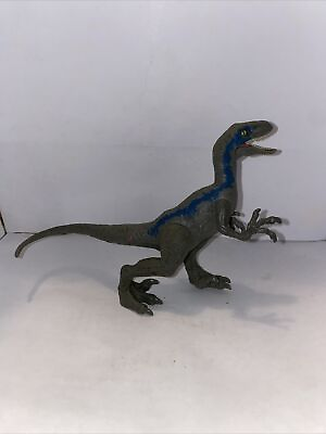 #ad Jurassic World Velociraptor Dinosaur Blue Figure Movable Jaw Action Figure $12.99