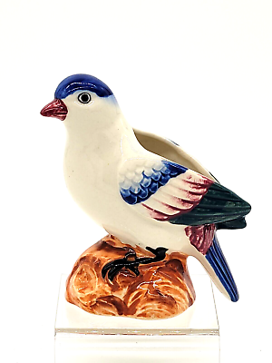 #ad Vintage Ceramic Song Bird Planter Hand Painted Bird on Branch Unique $18.99