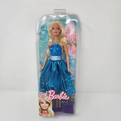 #ad 2010 Barbie Princess Doll Blue Dress Mattel T7590 $50.00