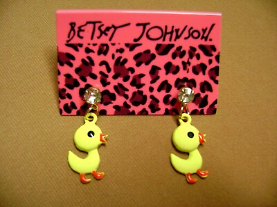 #ad NWT BETSEY JOHNSON CUTE YELLOW CHICKEN GOLD TONE PIERCED EARRINGS USA SELLER $7.99