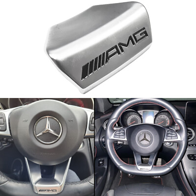 #ad 3D Chrome Badge for AMG Steering Wheel Emblem Squared Base GLC C43 C350E Sedan $12.89