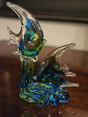 #ad Murano Style Handmade Art Glass Pair of Fishes $88.99