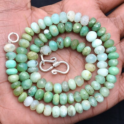 #ad 218 Ct 93 Pcs Natural Chrysoprase Untreated Round Faceted Beaded Necklace $61.99