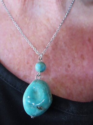 #ad Vintage Turquoise Drop Pendant Necklace $13.49