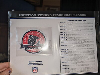 #ad HOUSTON TEXANS INAUGURAL SEASON NFL PATCH STAT CARD Willabee amp; Ward WORN 2002 $17.00