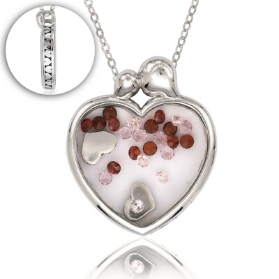 #ad Heart with Red and Pink Crystals and Hearts Inside Window Pendant $102.00