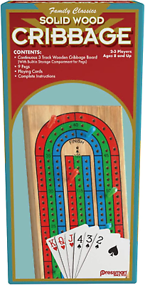 #ad Family Classics Cribbage Solid Wood Continuous 3 Track Board For 2 3 players $12.62